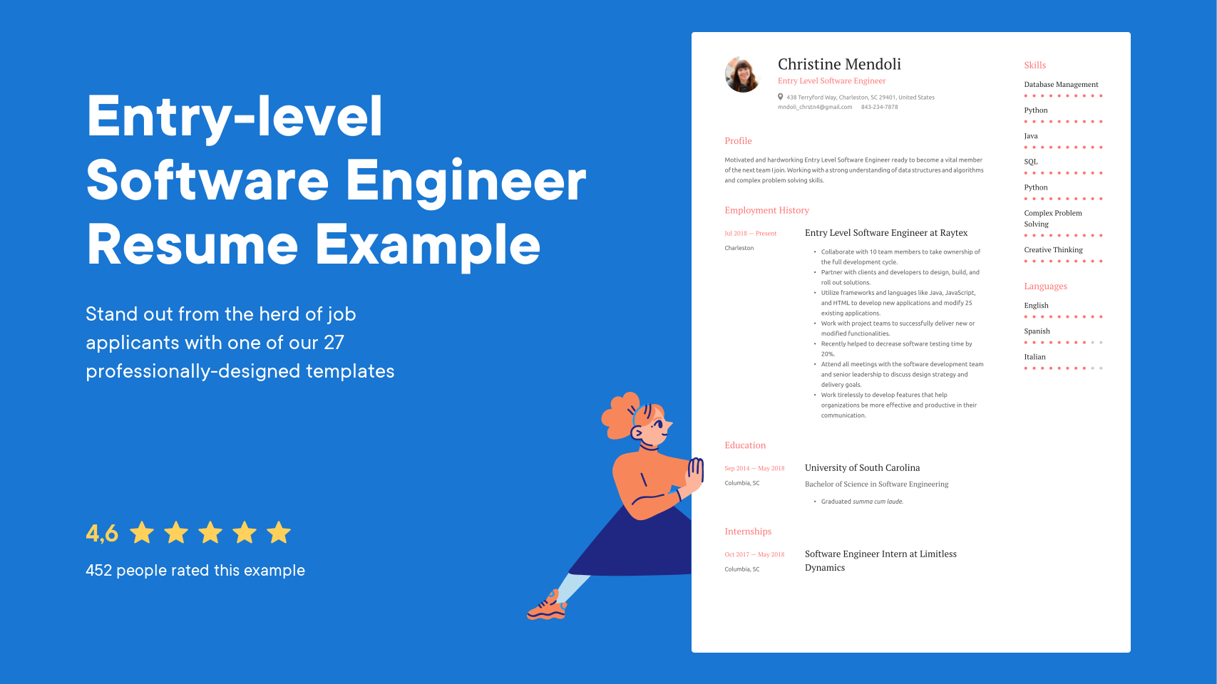 Resume entry developer engineer stack analyst templates internship skills engineers python resumeworded proficiency